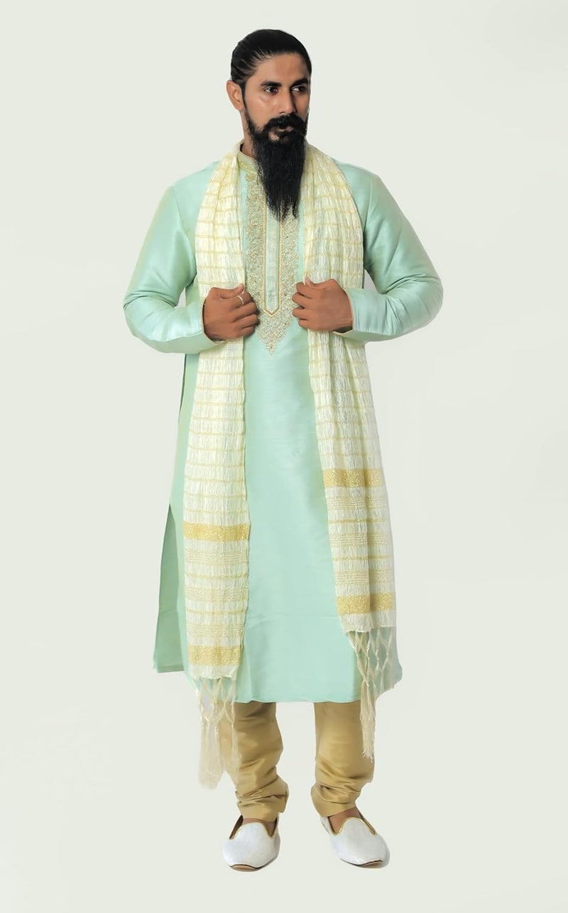 Lady Dwiza Indian Traditional Kurta Sherwani Dupatta Shawl Scarf For Men (Only Dupatta) - Image 4